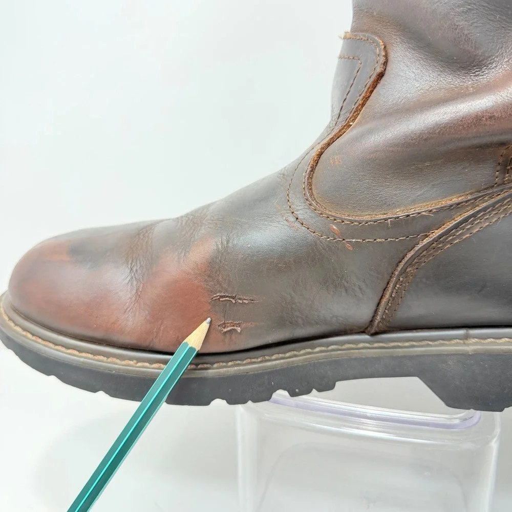 Wolverine Mens Brown Leather Waterproof Pull On Work Boots W10682 Size 9.5 M